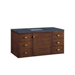 Amberly 48" Single Vanity, Mid-Century Walnut with 3 cms Charcoal Soapstone Top