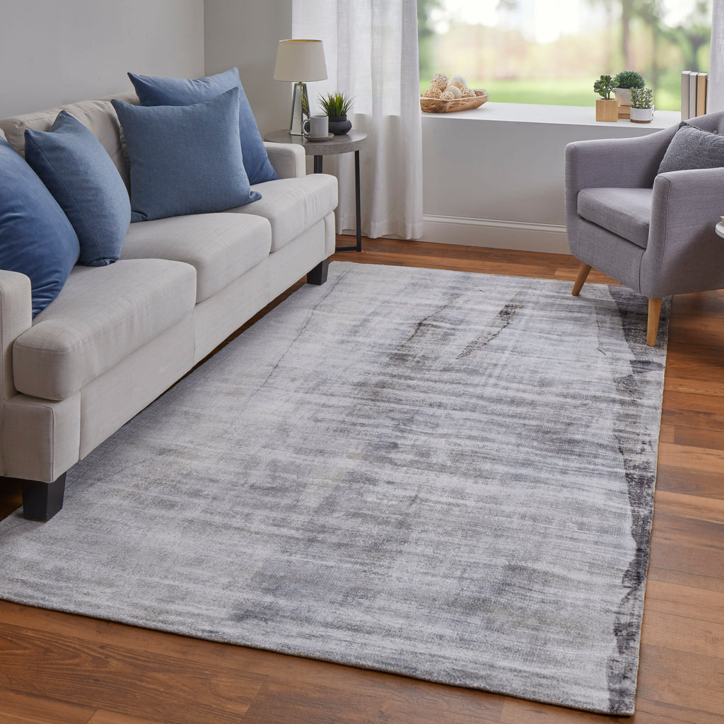 Emory Modern Abstract Gray Taupe Ivory Area Rug (2' x 3')