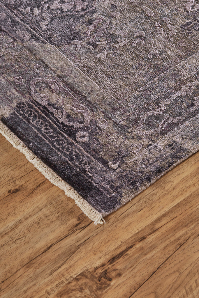 Natalia Transitional Distressed Taupe Brown Black Area Rug (8'6" x 11'6")