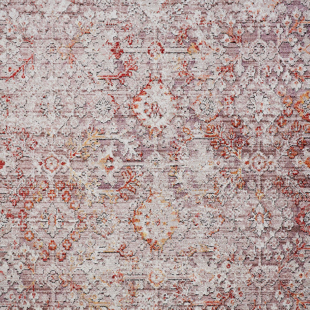 Armant Traditional Damask Pink Ivory Gray Area Rug (5'3" x 7'6")