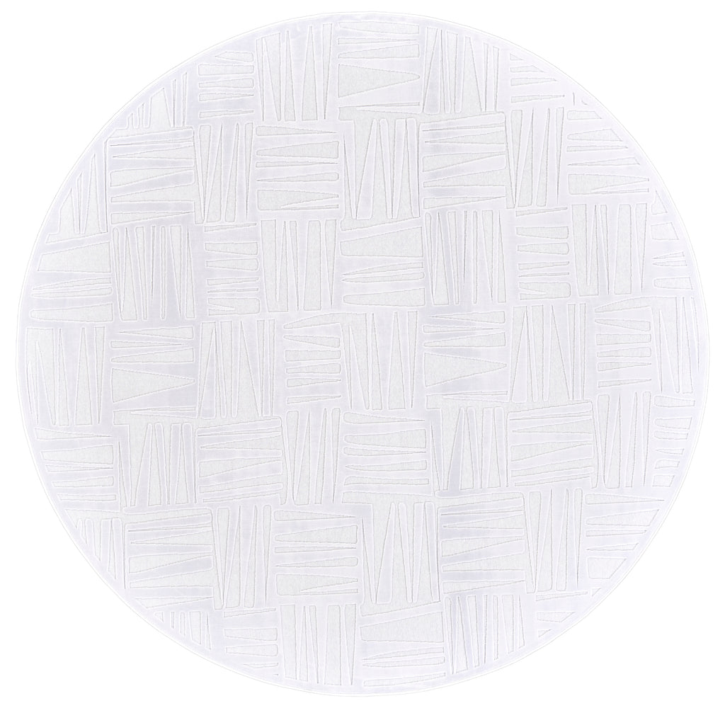 Saphir Mira Modern Geometric White Area Rug (7'6" x 7'6" / Pattern 1)