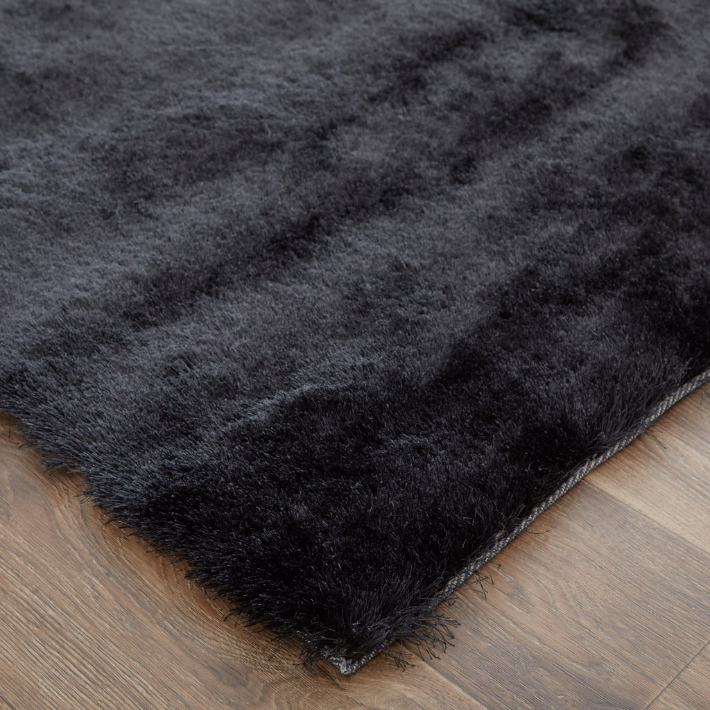 Indochine Modern Solid Black Area Rug (3'6" x 5'6")