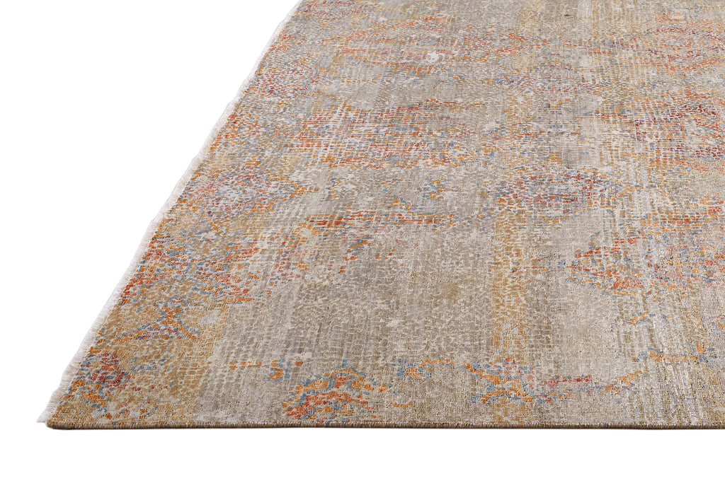 Eros Modern Distressed Ivory Orange Tan Area Rug (5'6" x 8'6")