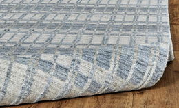 Odell Transitional Geometric Blue Gray Ivory Area Rug (7'3" x 9'3")