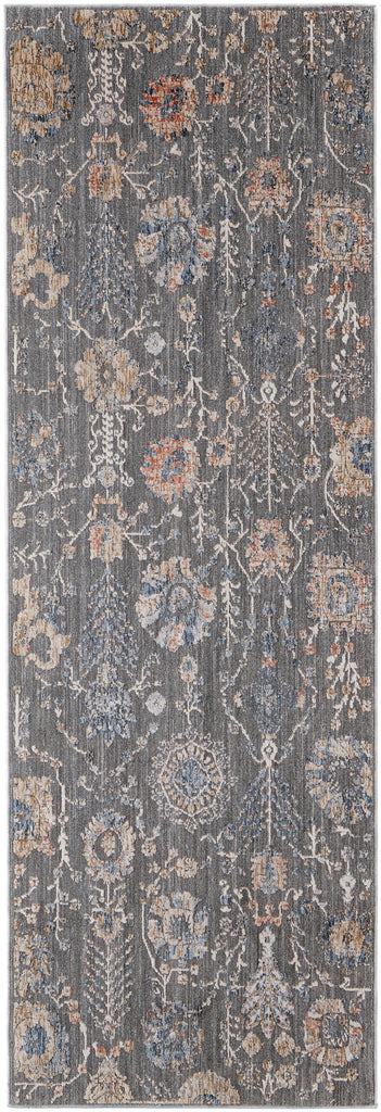 Thackery Transitional Floral Botanical Gray Ivory Tan Area Rug (2'7" x 7'10")