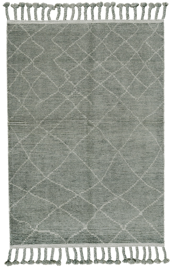 Twain Transitional Diamond Green Gray Ivory Area Rug (5'6" x 8'6")