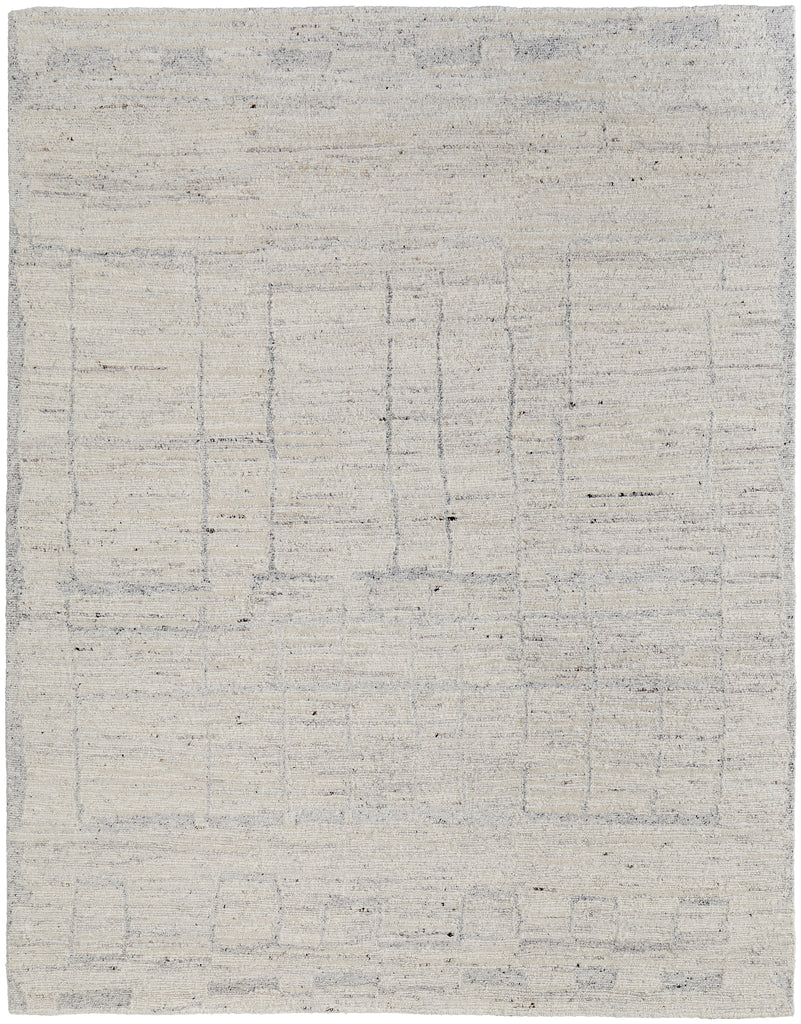 Navaro Modern Distressed Ivory Gray Blue Area Rug (3'6" x 5'6")