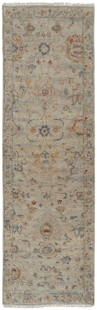 Marabel Traditional Floral Botanical Silver Gray Ivory Area Rug (2'6" x 8')