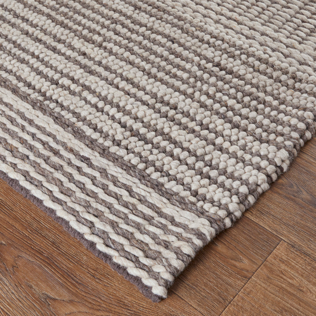 Hamden Modern Stripes Ivory Brown Area Rug (3'6" x 5'6")