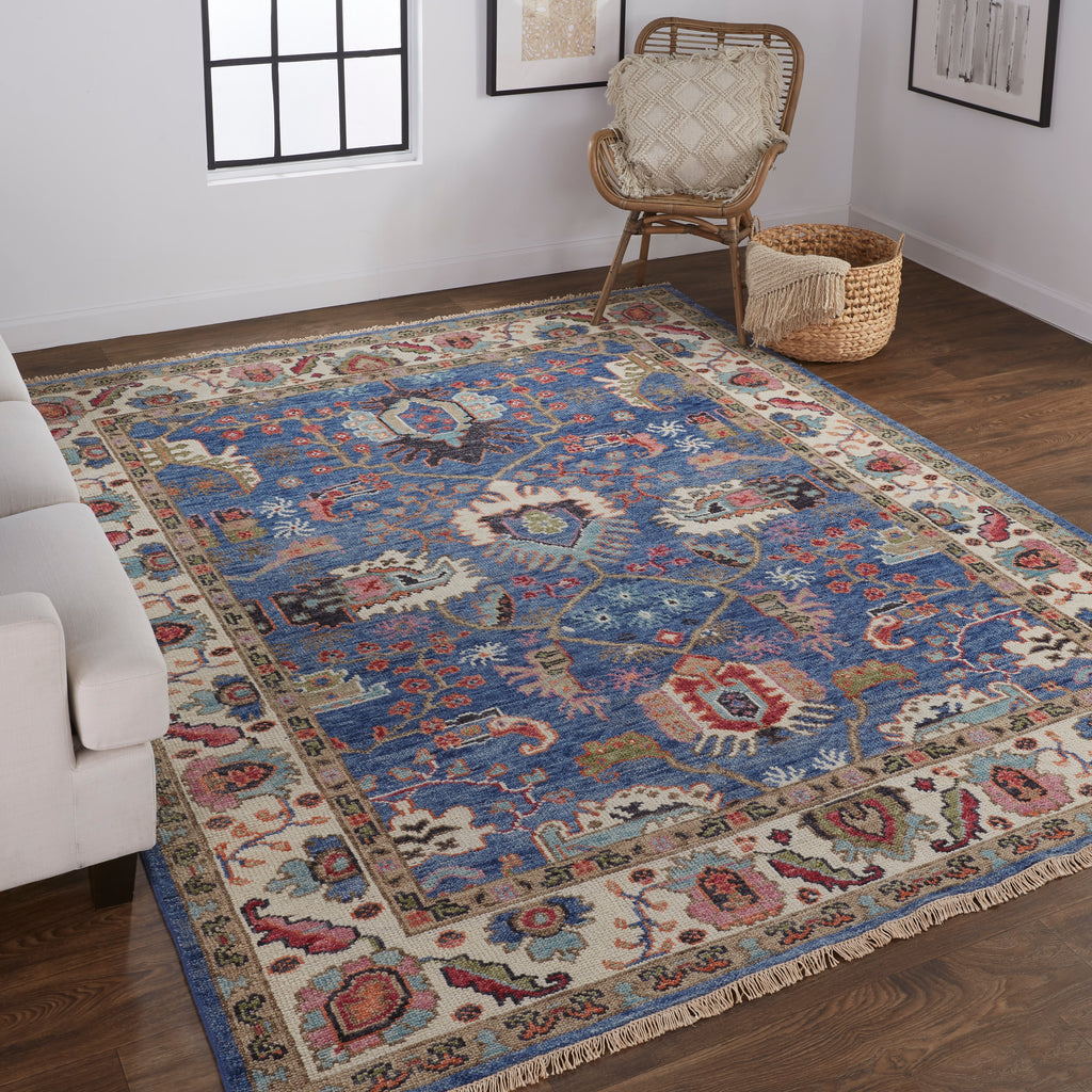 Beall Traditional Oriental Blue Red Area Rug (11'6" x 15')