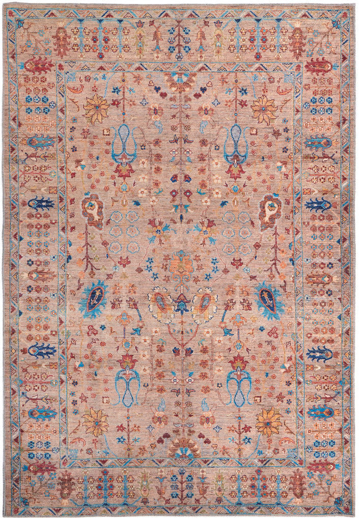 Rawlins Transitional Moroccan Tan Pink Blue Area Rug (10'6" x 14')