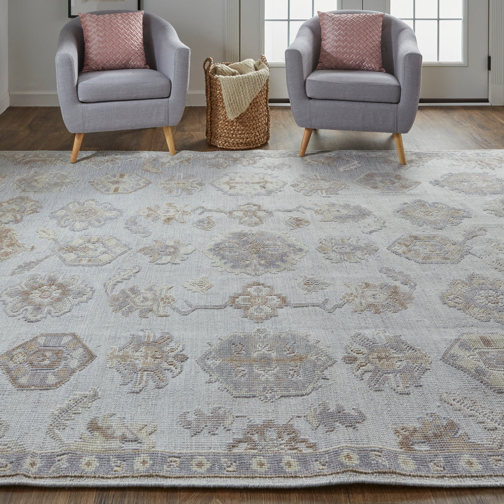 Wendover Transitional Oriental Ivory Silver Tan Area Rug (8' x 10')