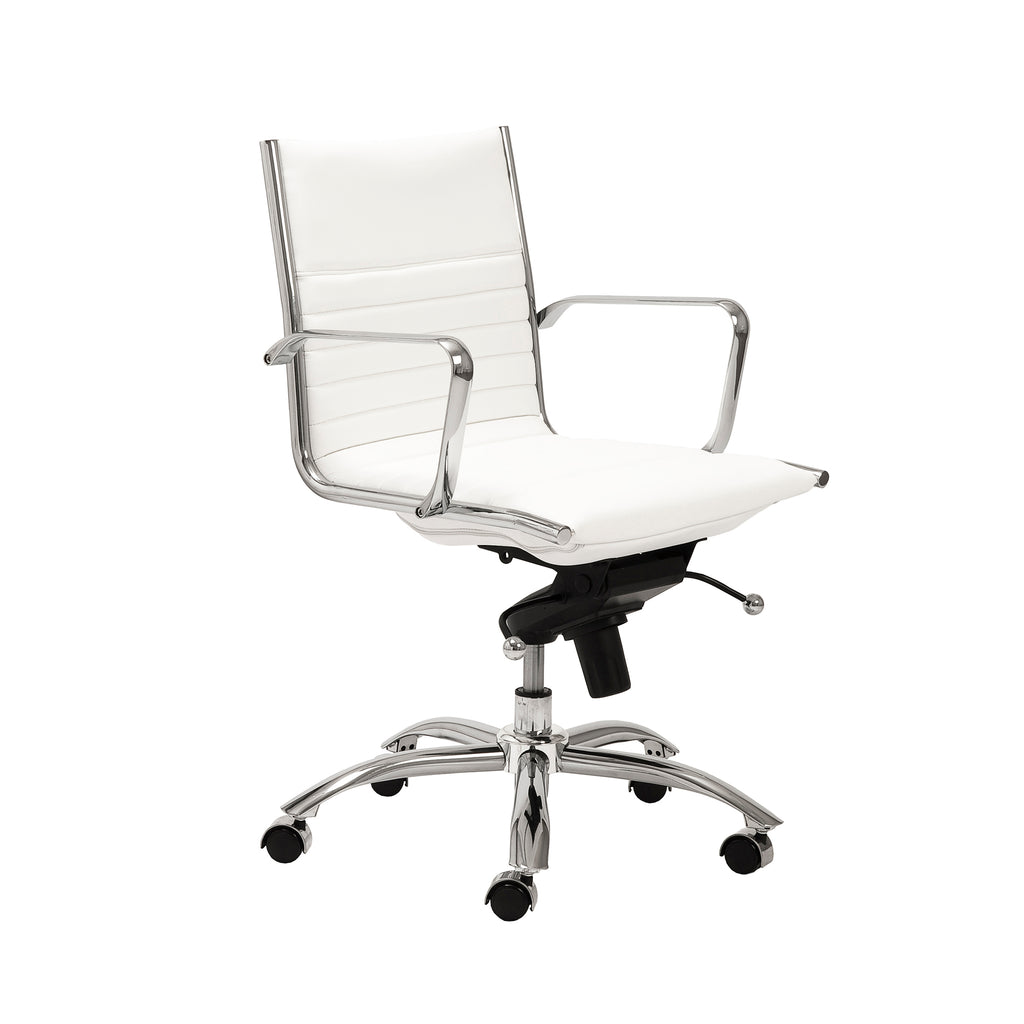 Dirk Low Back Office Chair - White,Chrome Base