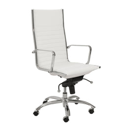 Dirk High Back Office Chair - White,Chrome Base