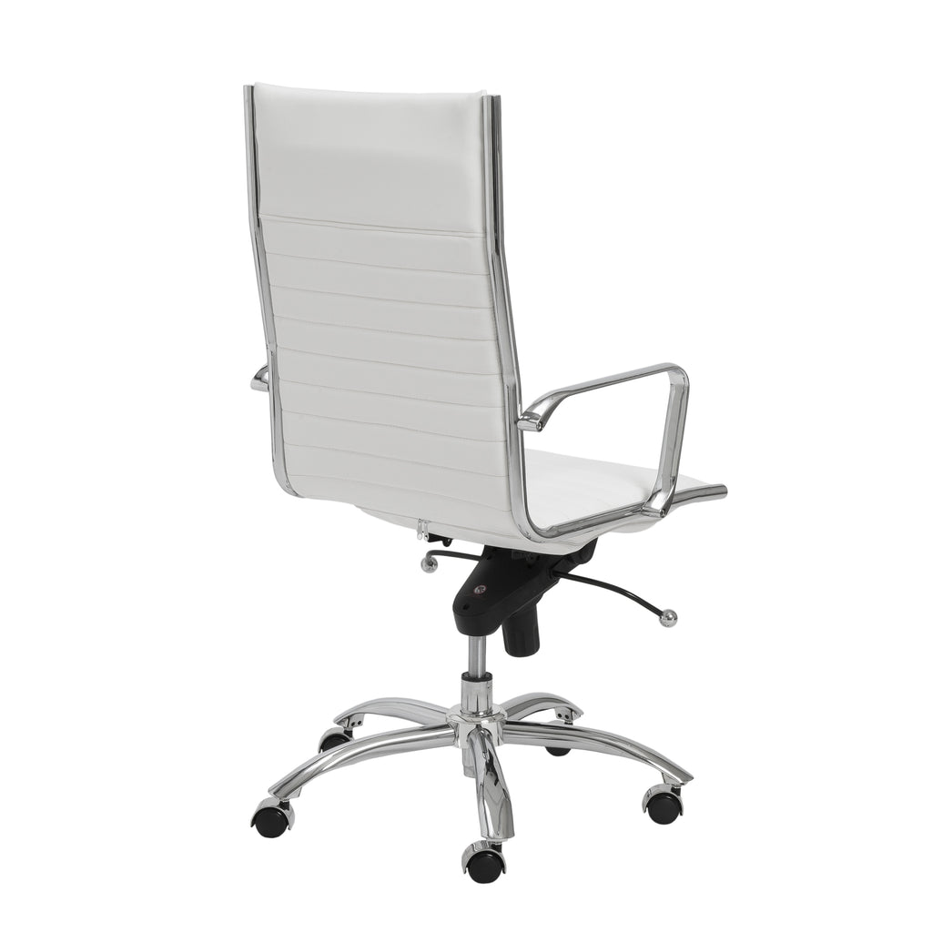 Dirk High Back Office Chair - White,Chrome Base