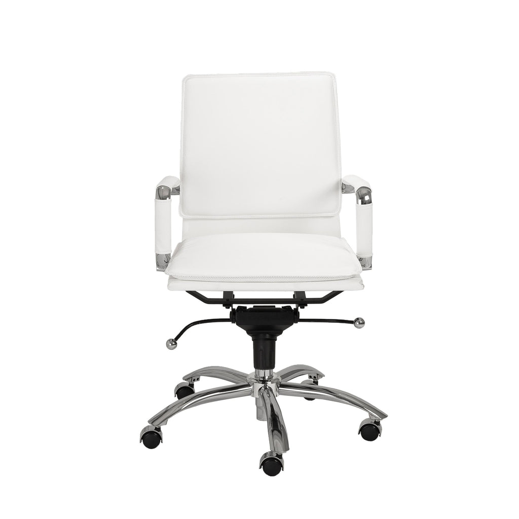 Gunar Pro Low Back Office Chair - White,Chrome Base