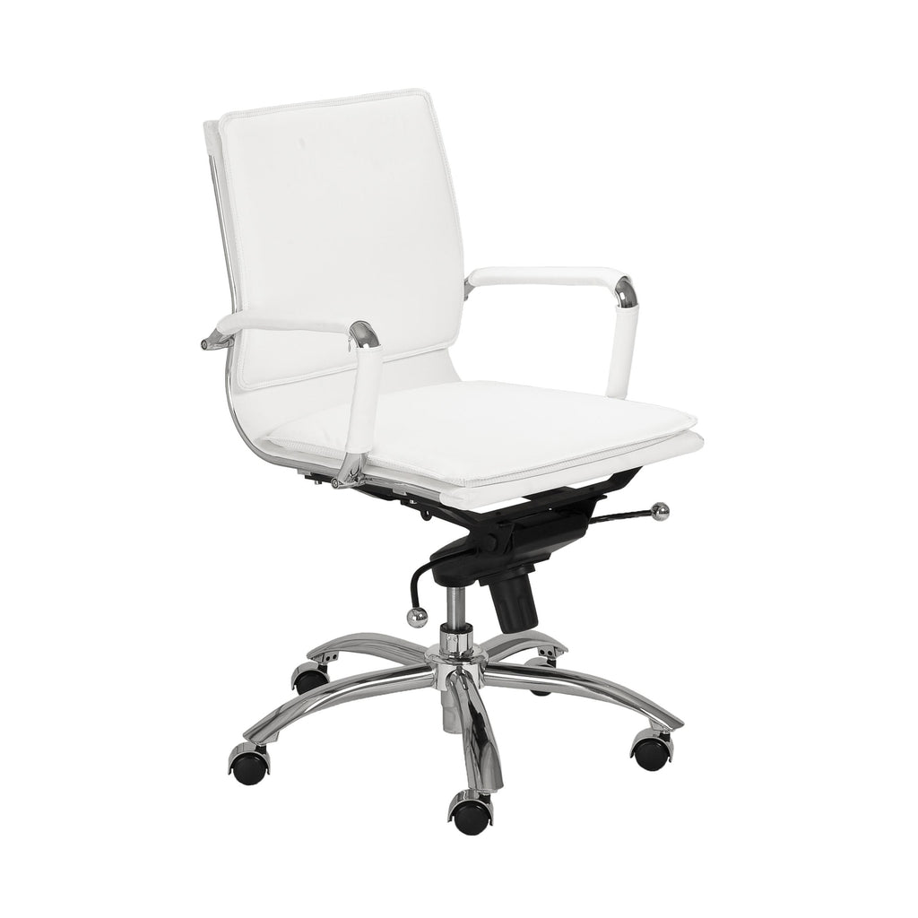 Gunar Pro Low Back Office Chair - White,Chrome Base