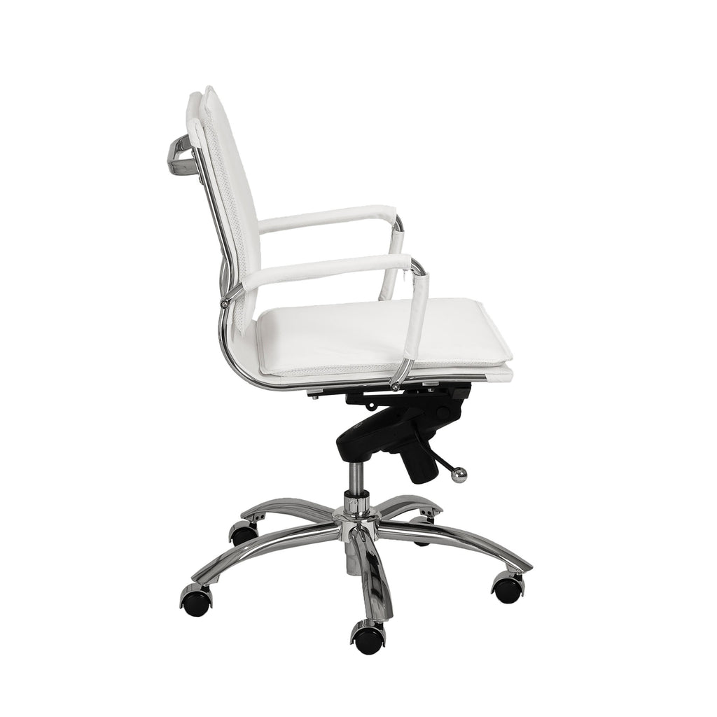 Gunar Pro Low Back Office Chair - White,Chrome Base