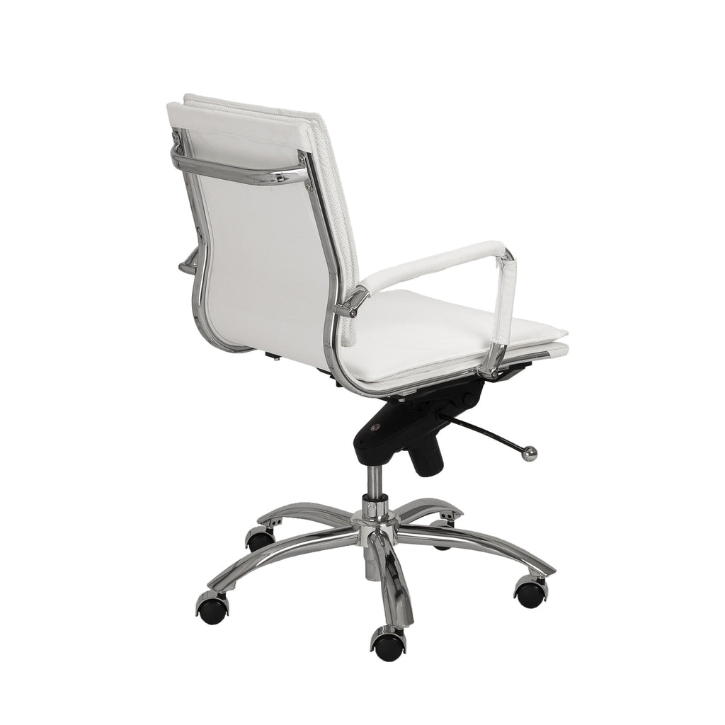 Gunar Pro Low Back Office Chair - White,Chrome Base