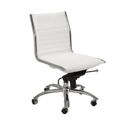 Dirk Low Back Office Chair w/o Armrests - White,Chrome Base