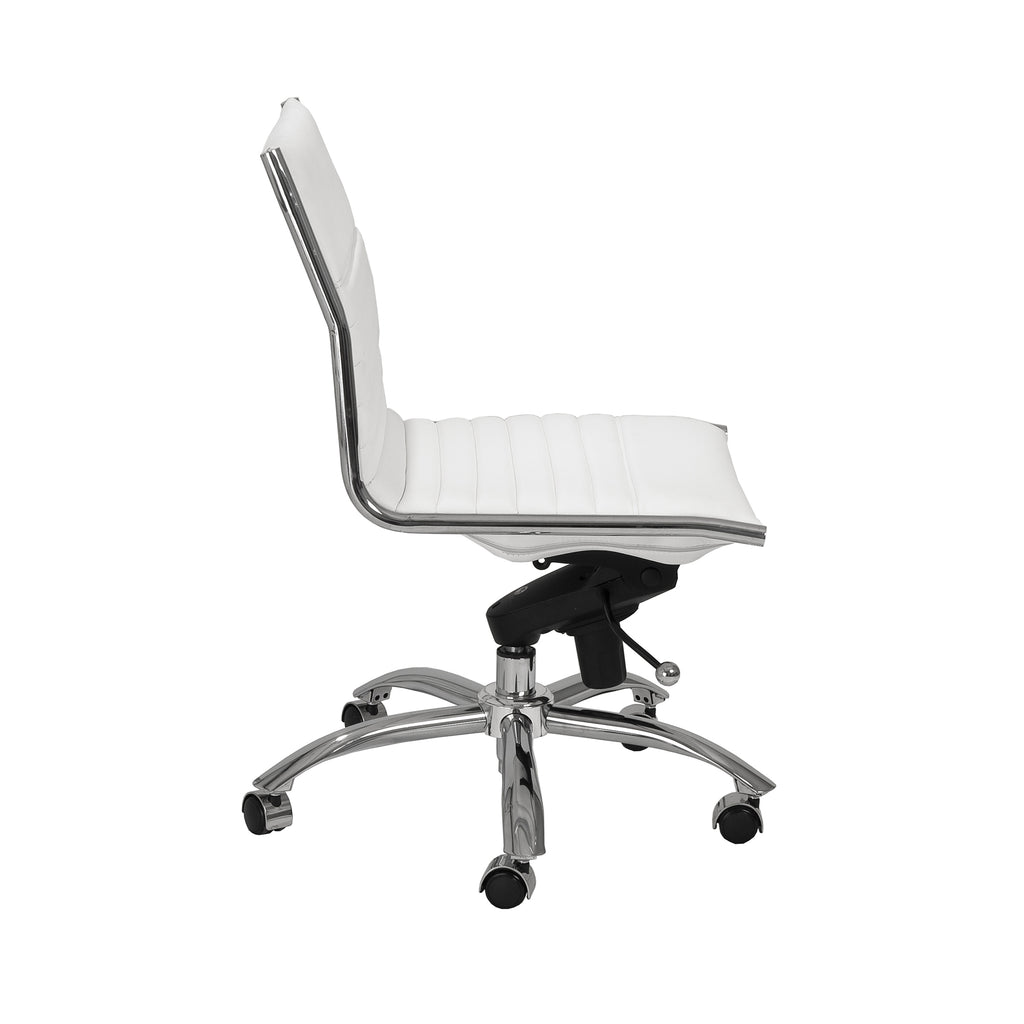 Dirk Low Back Office Chair w/o Armrests - White,Chrome Base