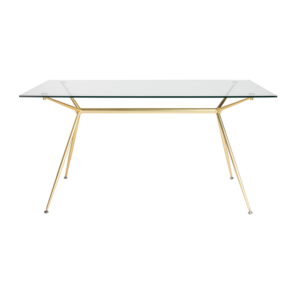 Atos 60" Dining Table - Clear Tempered Glass/Matte Brushed Gold