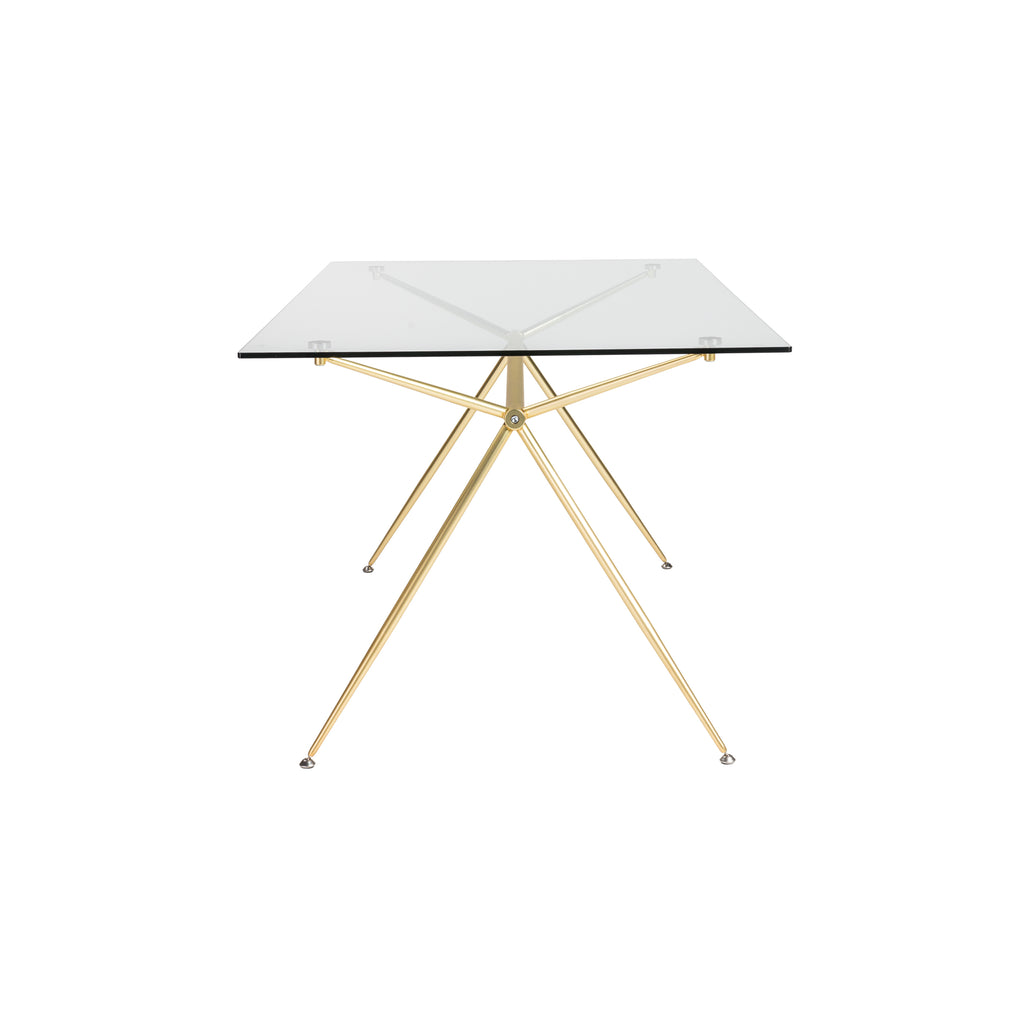 Atos 60" Dining Table - Clear Tempered Glass/Matte Brushed Gold