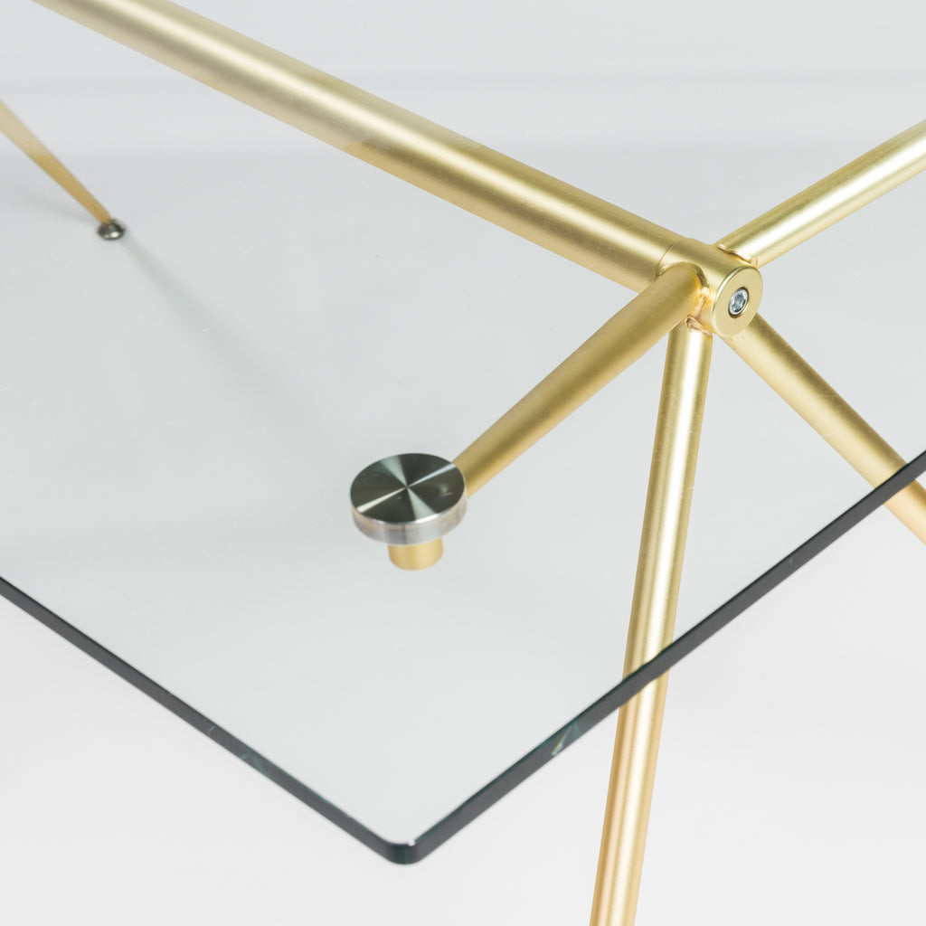 Atos 60" Dining Table - Clear Tempered Glass/Matte Brushed Gold