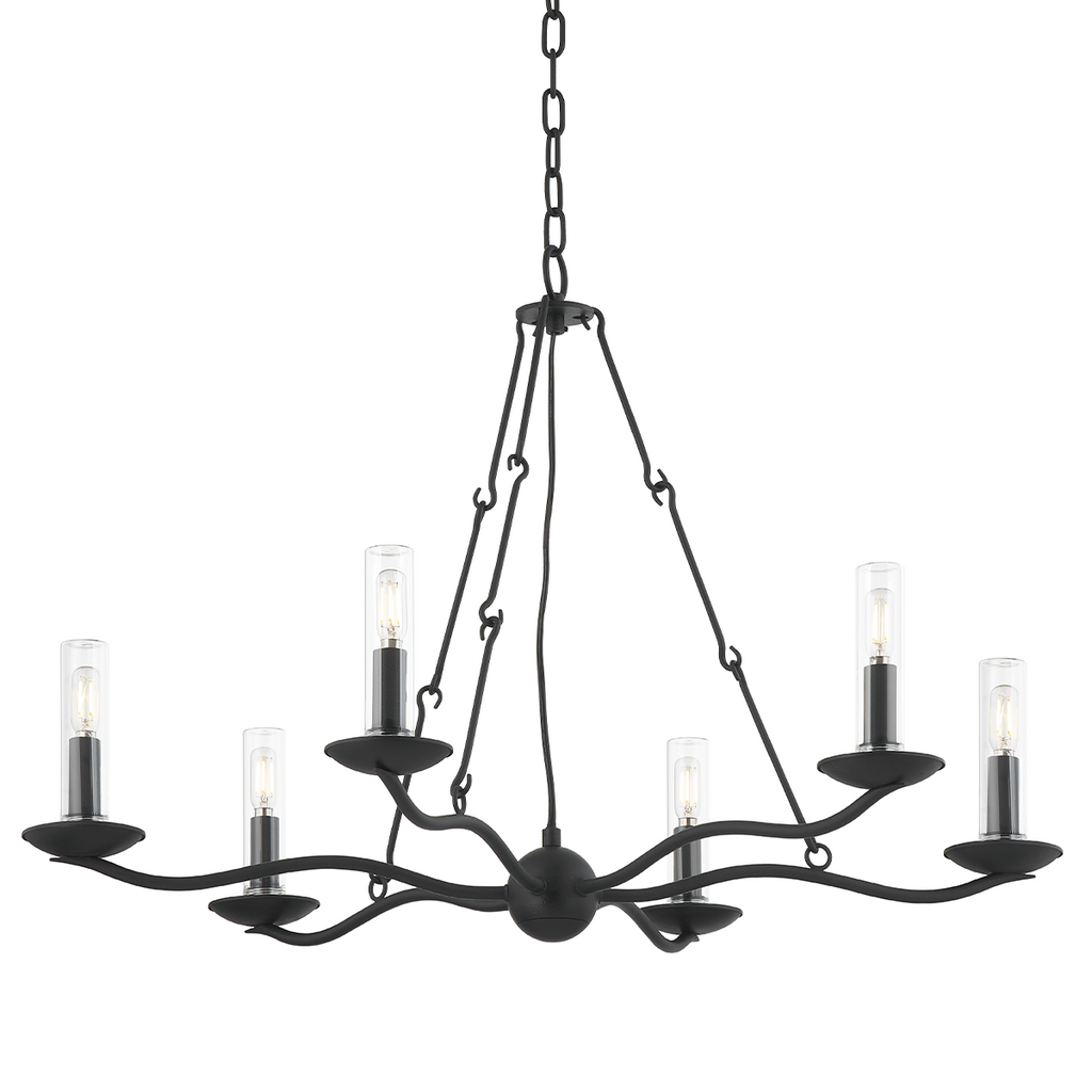 Sawyer 6 Light Exterior Chandelier - Forged Iron