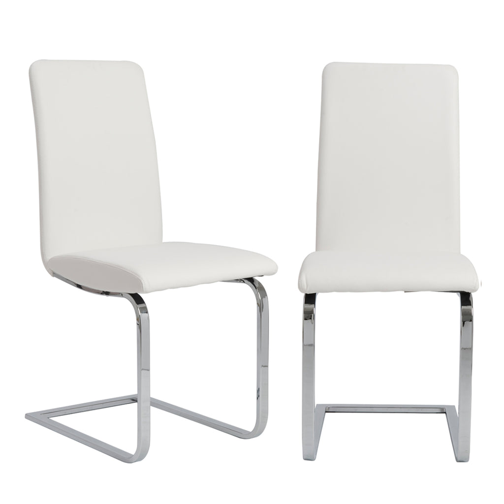 Cinzia Side Chair - White,Chrome,Set of 2