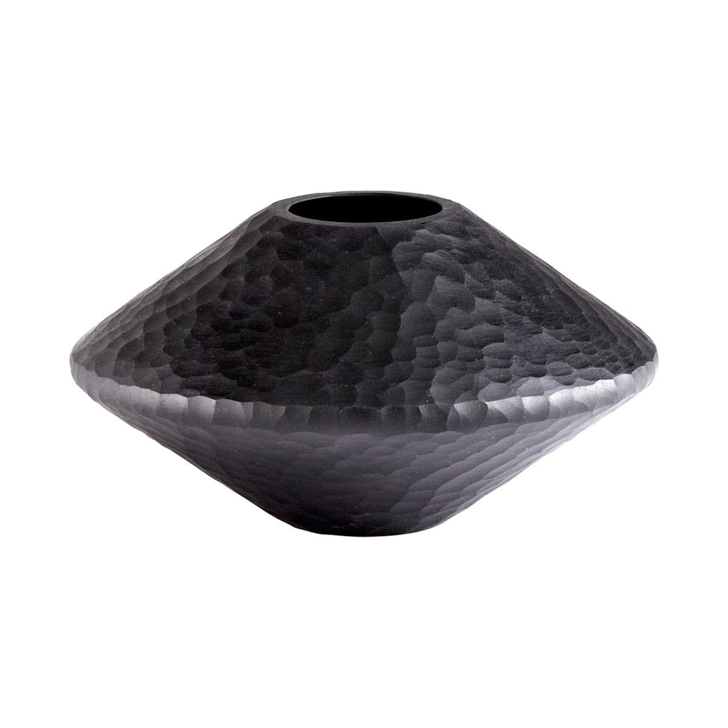 Round Lava Vase, Black