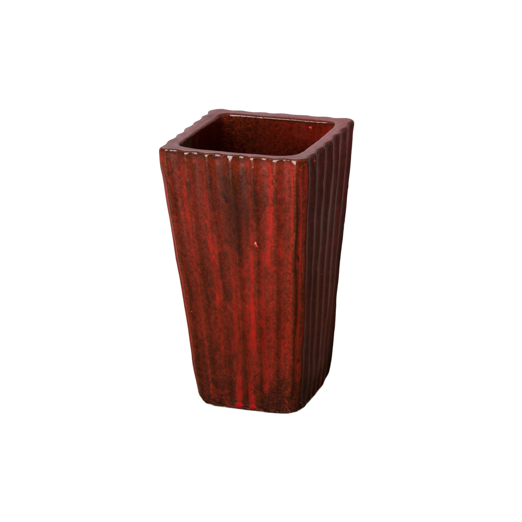 Square Planter Small, Tropical Red 9.5x9.5x15"H