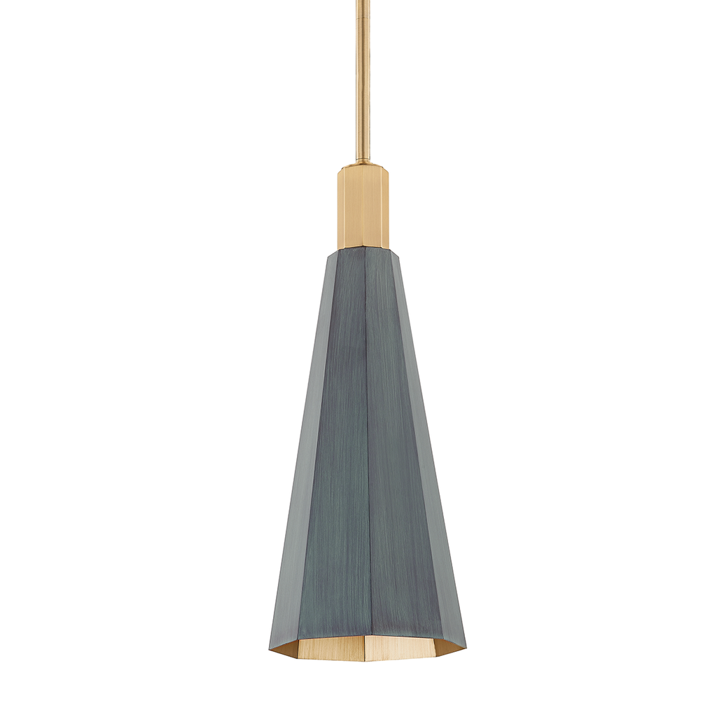 Huntley 1 Light Pendant - Patina Brass 19.75" - Verde