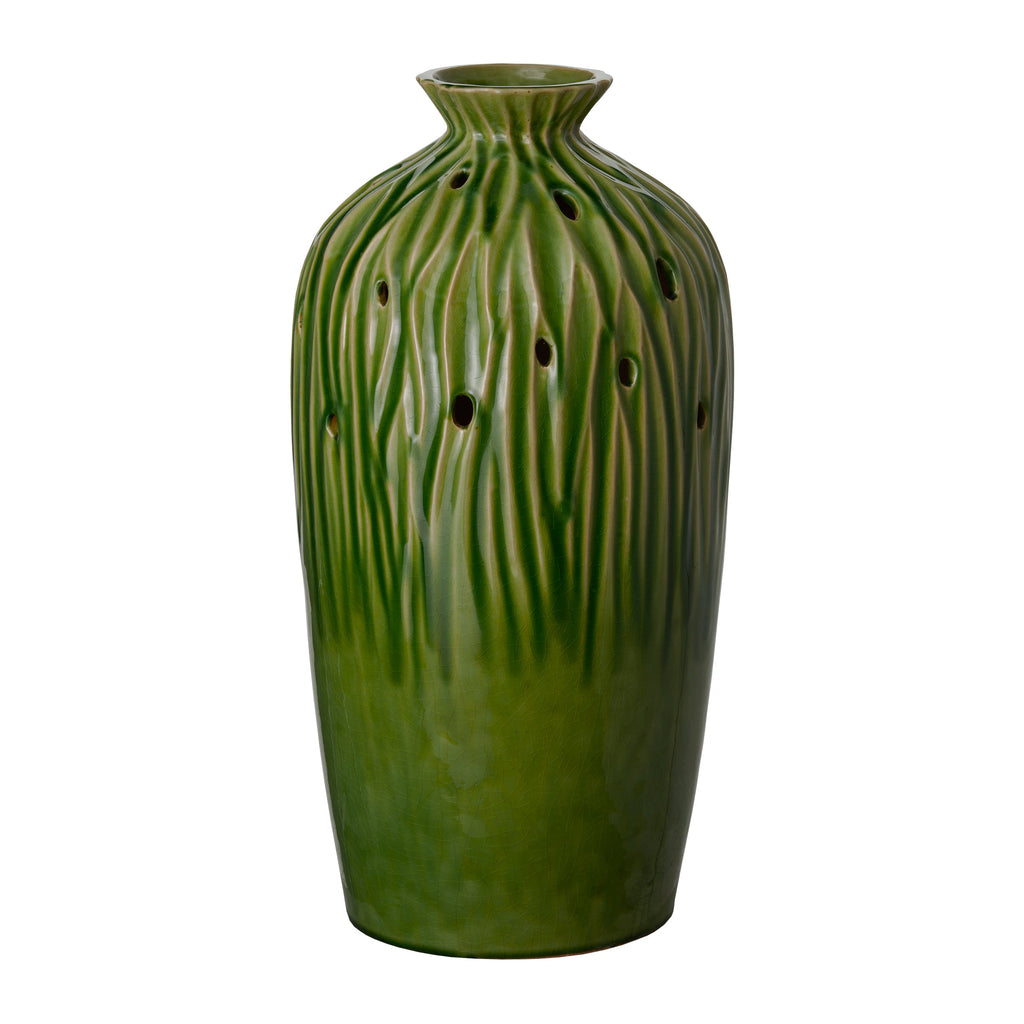 Sequoia Tall Vase, Green Olive 11x22"H