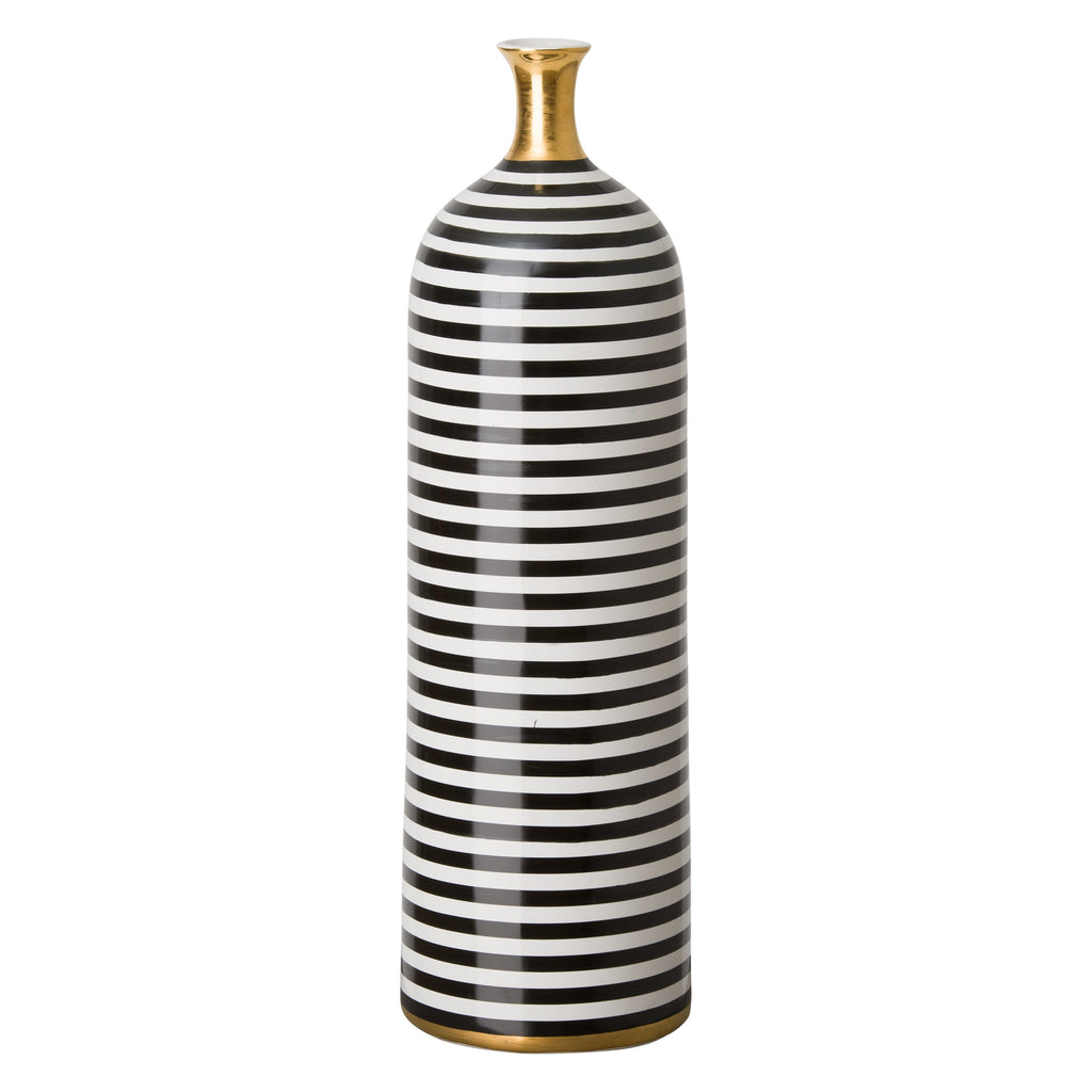 Siena Stripe Bottle, Black/White/Gold 7.5x25'H