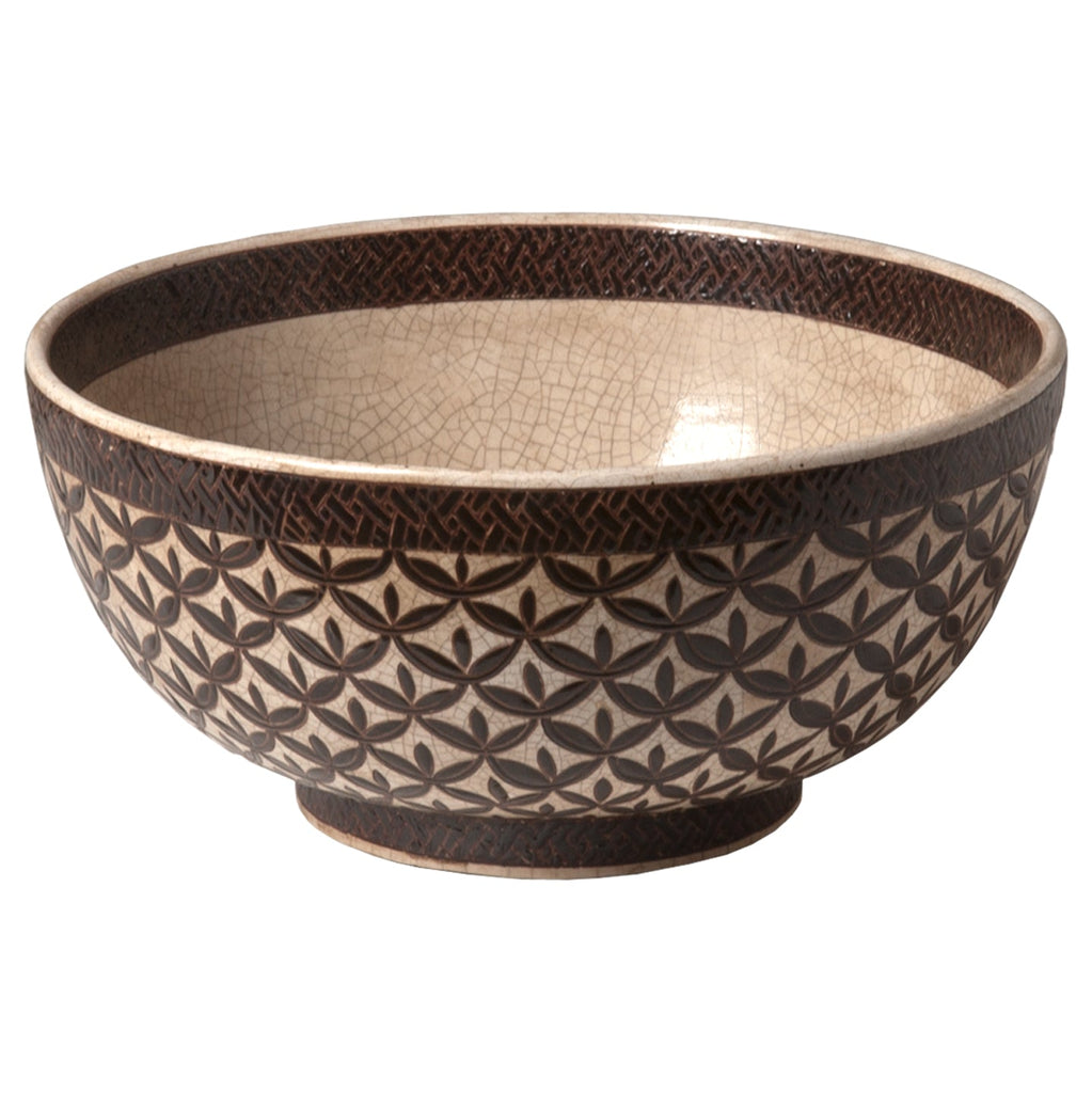 Bowl Kobe Design, Brown 15x7"H