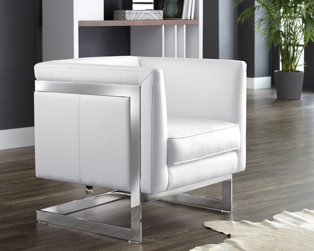 Soho Armchair - Stainless Steel - Cantina White