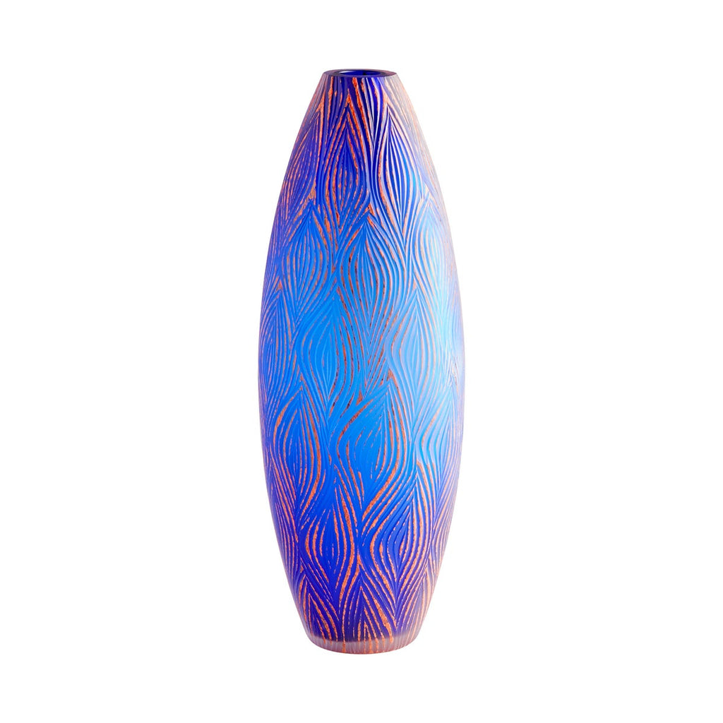 Fused Groove Vase, Blue