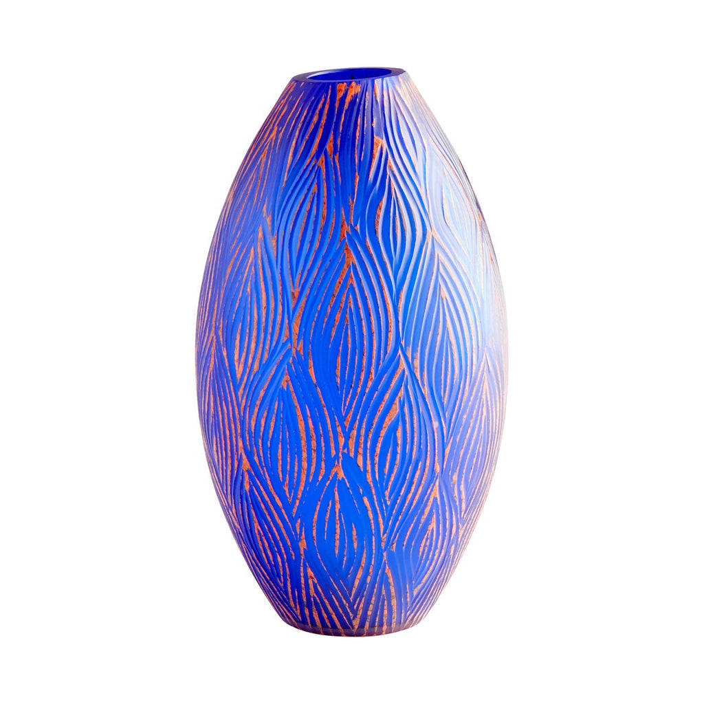 Fused Groove Vase, Blue-Small