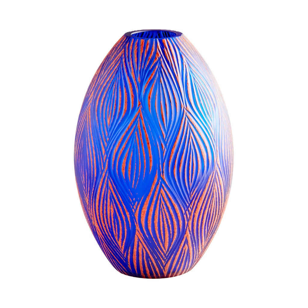 Fused Groove Vase, Blue-Large