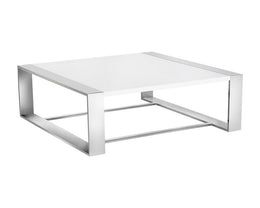 Dalton Coffee Table - Stainless Steel - High Gloss White