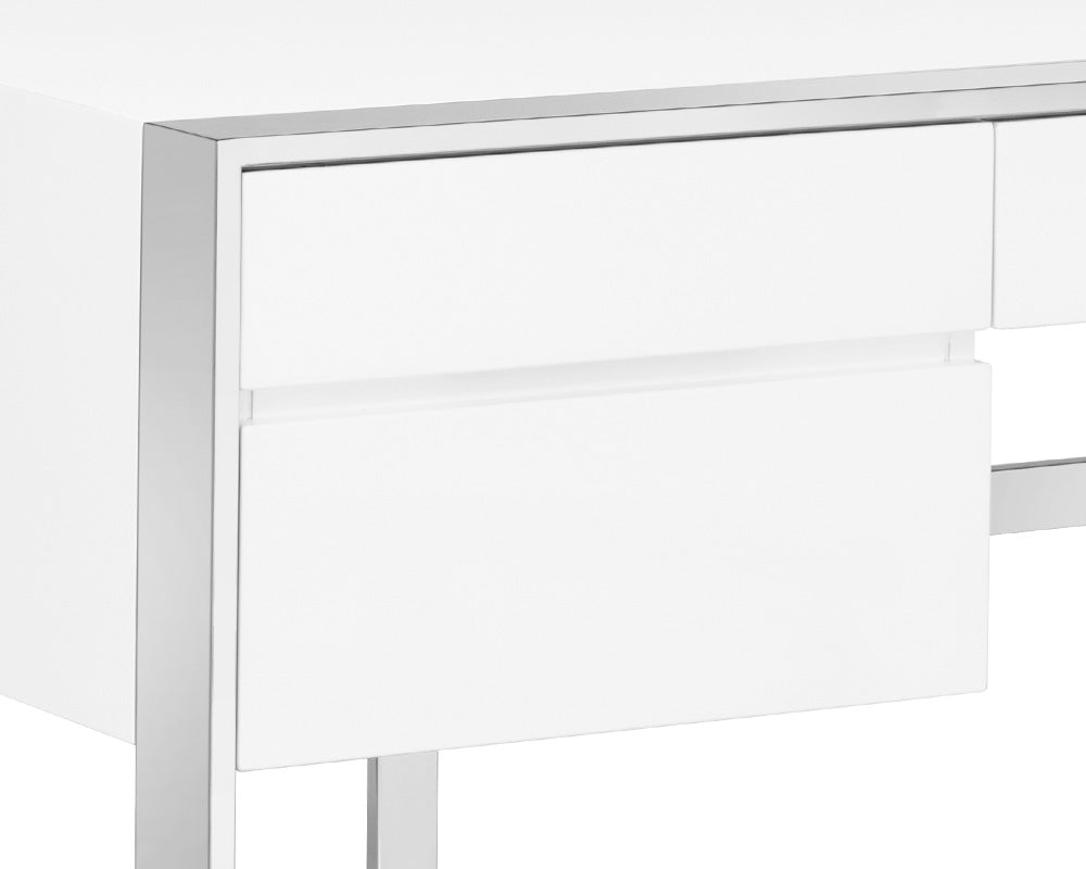 Dalton Desk - Stainless Steel - High Gloss White