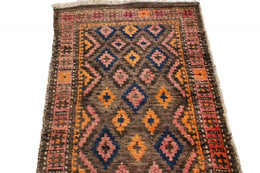 Antique Baluch Geometric Pink And Orange Wool Persian Rug 10310