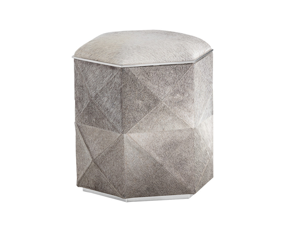 Ashanti Storage Ottoman - Silver - Grey