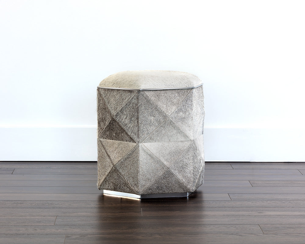 Ashanti Storage Ottoman - Silver - Grey