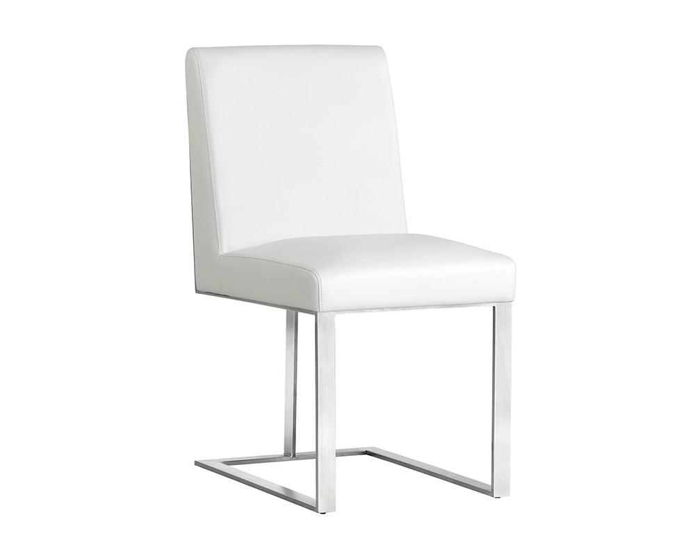 Dean Dining Chair - Stainless Steel - Cantina White