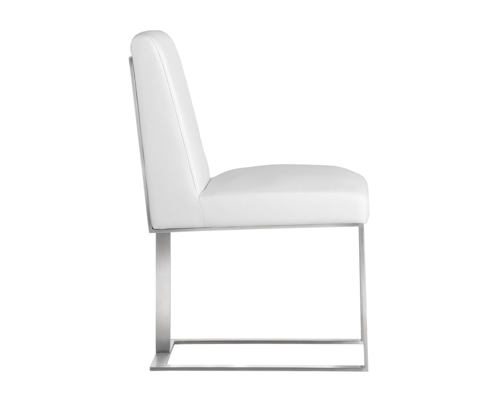 Dean Dining Chair - Stainless Steel - Cantina White