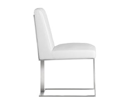 Dean Dining Chair - Stainless Steel - Cantina White