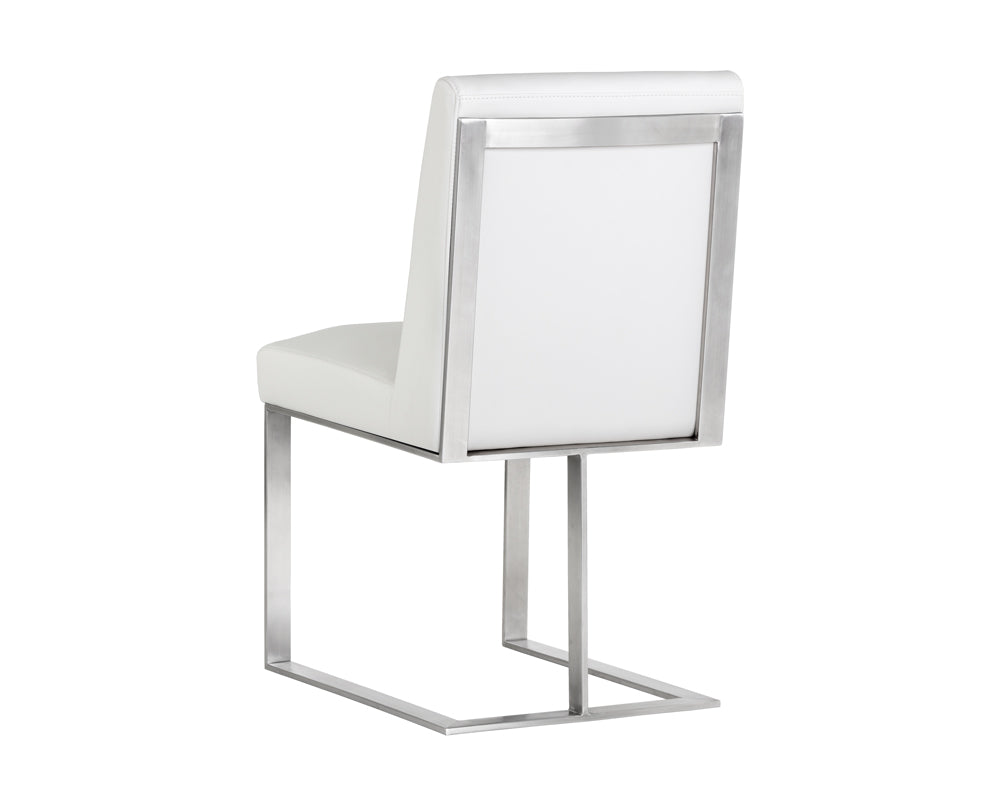 Dean Dining Chair - Stainless Steel - Cantina White