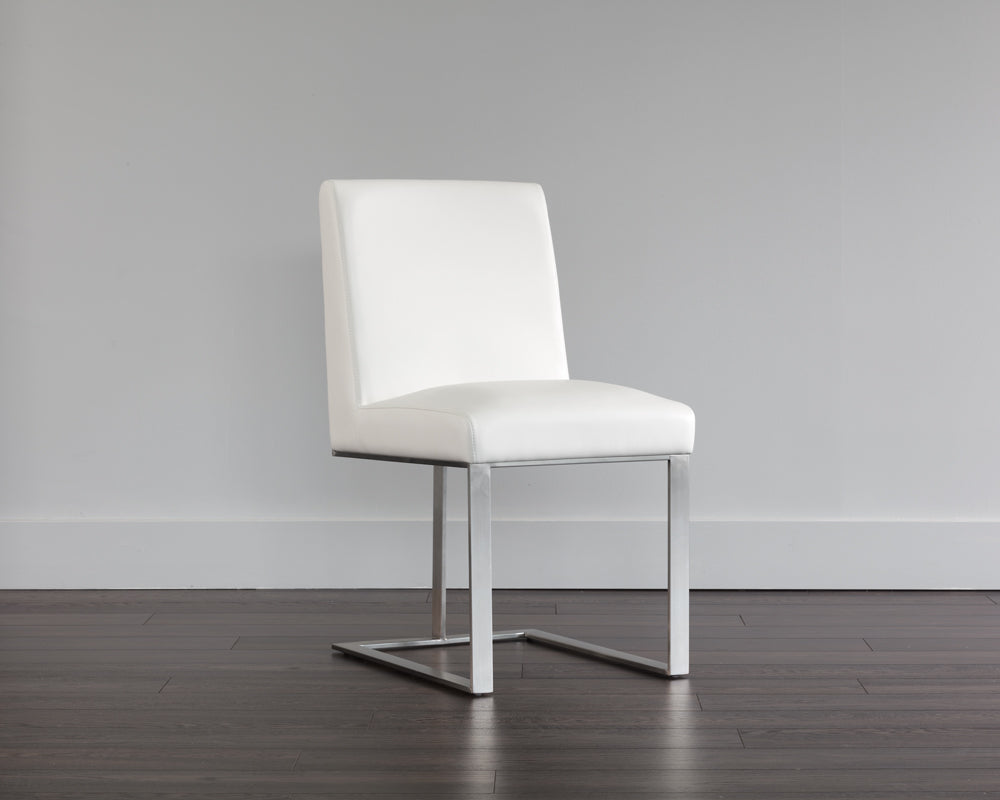 Dean Dining Chair - Stainless Steel - Cantina White